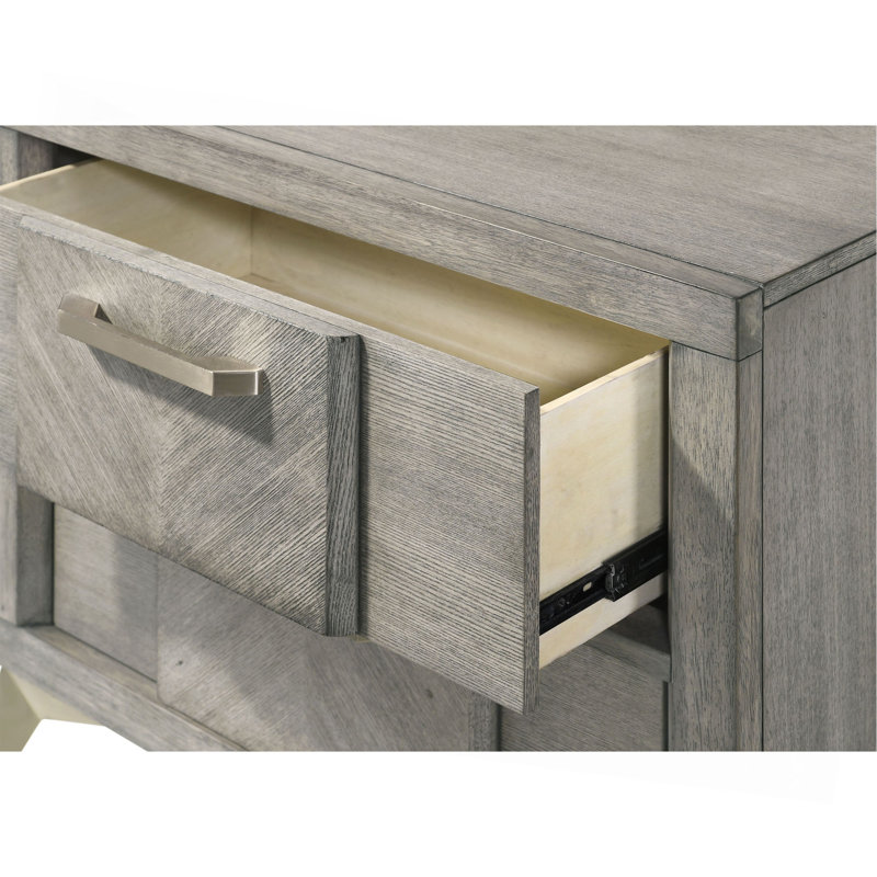 2 Drawer Nightsand In Gray Bookmatched Veneers