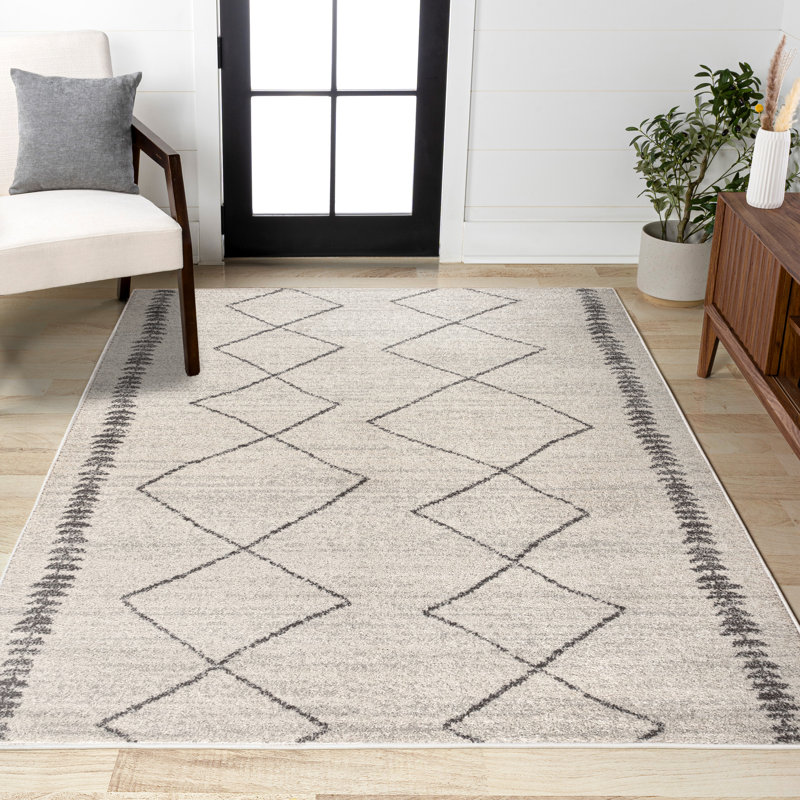 Tapis crème / gris Farnborough Moroccan Beni Souk, Rectangle 4pi x 6 pi