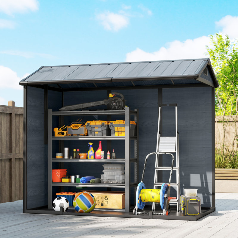 Garden Storage Shed, Dark Grey
