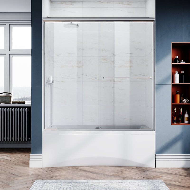 - W x 62'' H Door Semi-Frameless Tub Door with, Clear