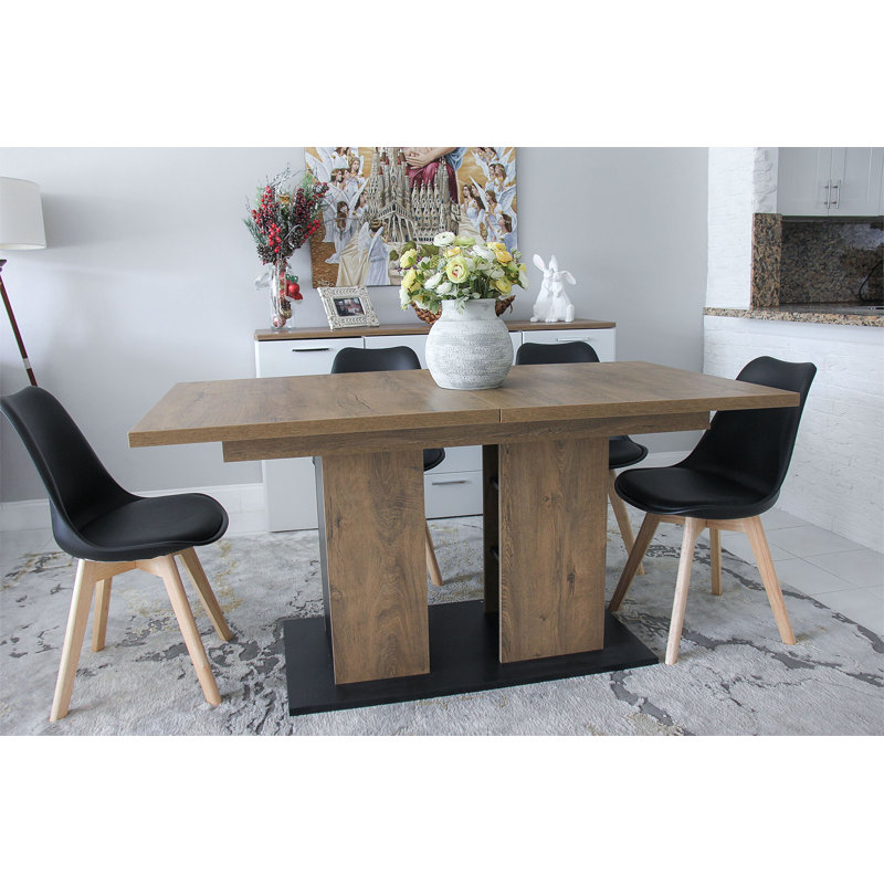 Table de salle à manger extensible Fidel avec rallonge cachée idéale pour les repas et les réceptions de tous les jours