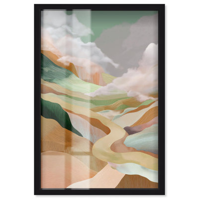 Harmony of Hills Shadowbox Print Living Room Decor by Art Remedy, Black Frame, 25 x 37