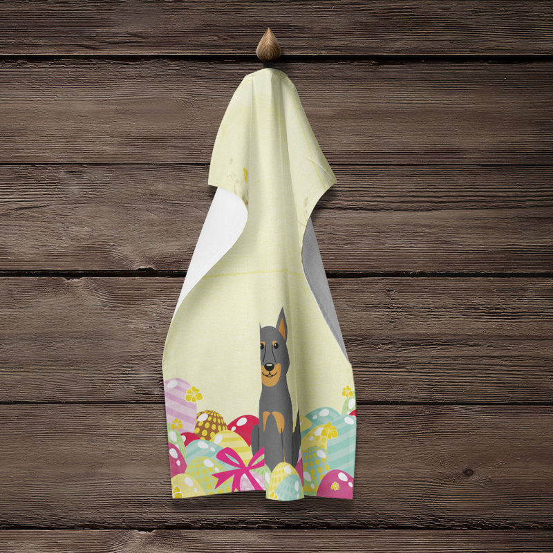 Serviette de thé à beauceron berger chien pâques œufs