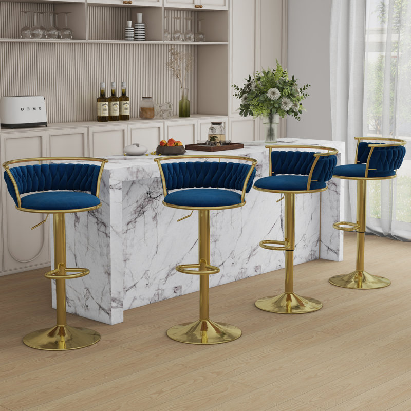 Tabouret de bar Christal, Marine, Or