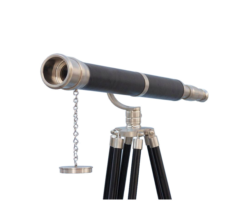 Télescope décoratif Milana, Entièrement en nickel brossé, H 65 po x l 9 po x P 6 po