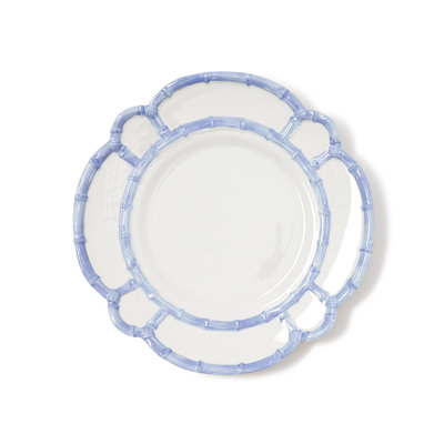 French Blue Bamboo Touch Set of 4 Melamine Dinner Plates 11"H With Bamboo Rim Shatter Resistant Dishwasher Safe