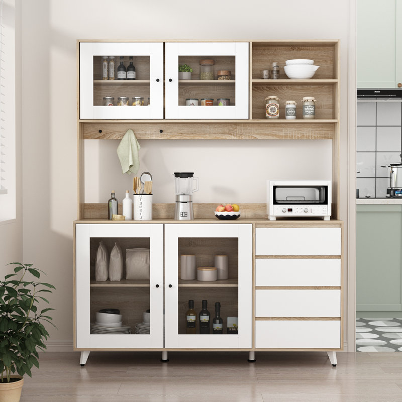 Dorilal 74.8'' Kitchen Pantry, Oak/White