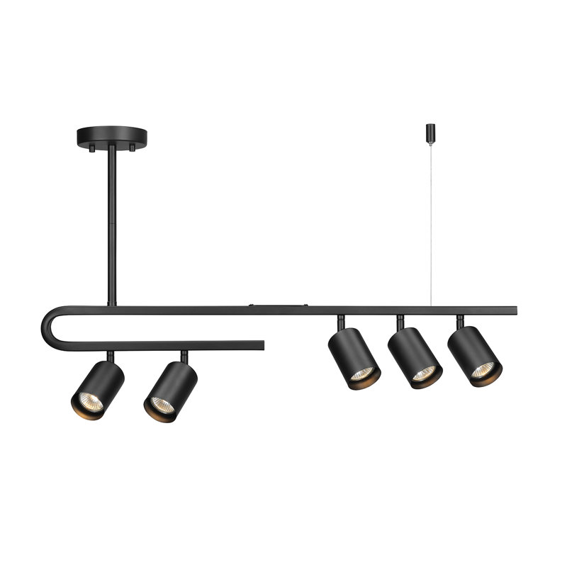 Éclairage sur rail 32 po 5 lumières noir mat avec têtes pivotantes