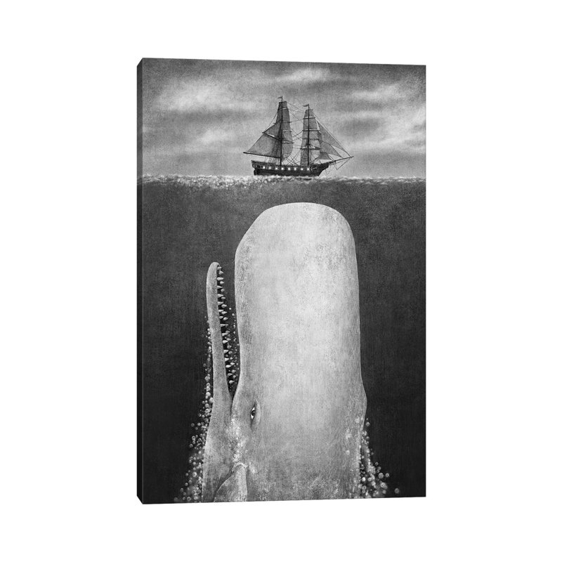 The Whale Grayscale by Terry Fan - Gallery-Wrapped Canvas Giclée on Canvas, 66.04 cm H x 45.72 cm W x 1.91 cm D, Canvas