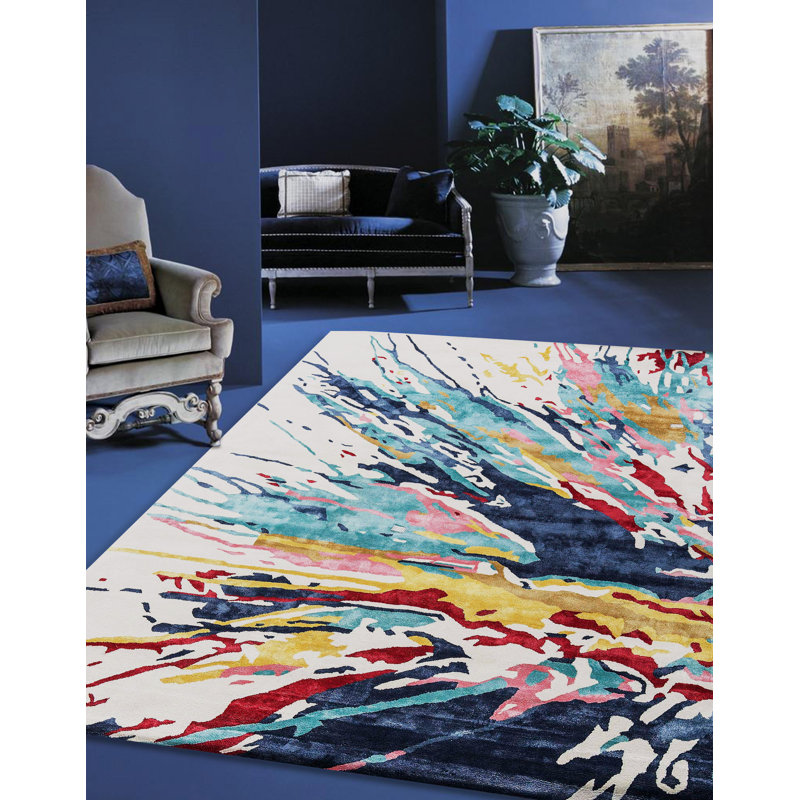 Area Rug in Blue/Red/Yellow/Ivory, Rectangle 6' x 9'