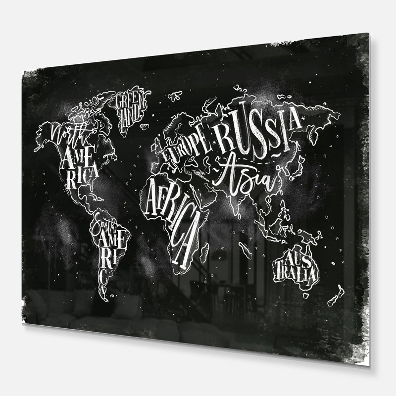 Carte du monde - impression sur toile, H 30 po x l 40 po x 1,5 po, Métal