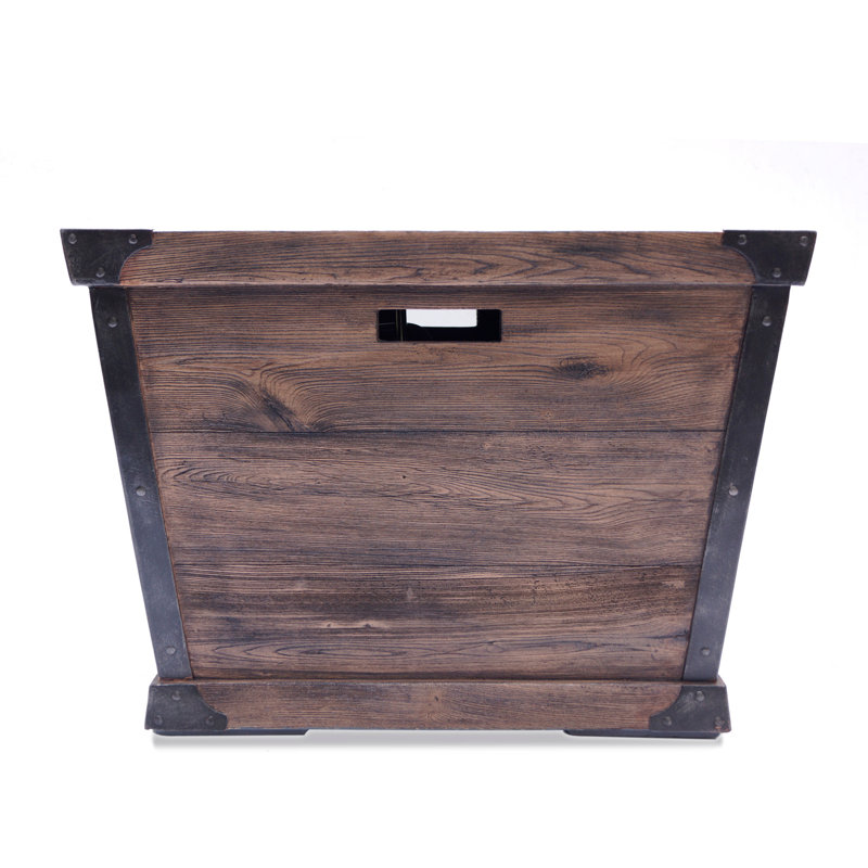 Outdoor Patio 24'' H x 32'' W Square Gas Burning Concrete Fire Pit Wood Pattern - Brown - 40,000 BTU (Tank Inside)