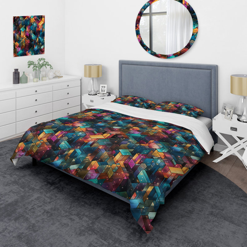 Ensemble de housse de couette Colorful Retro Futurism Fuse, Housse de couette pour très grand lit et 2 très