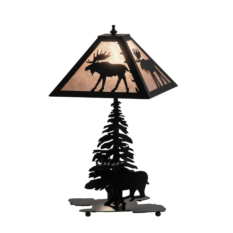 21" High Lone Moose Table Lamp, Silver