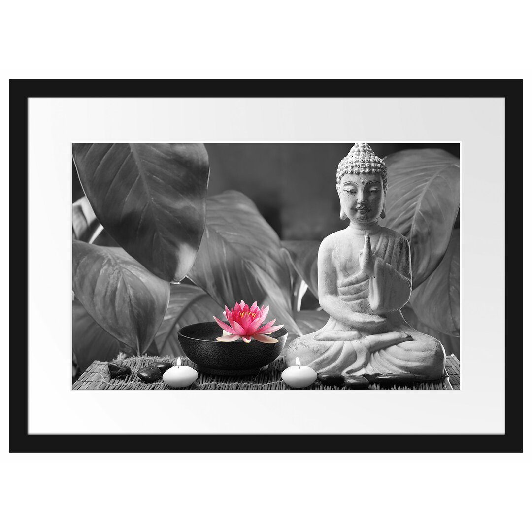 Gerahmtes Poster Buddha mit Seerose