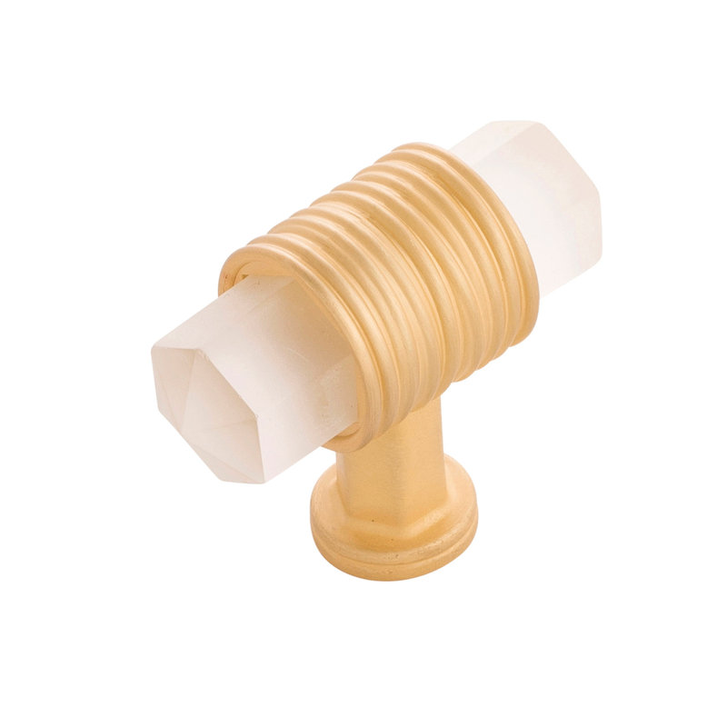 Chrysalis Collection T-Knob 1-7/8 Inch x 3/4 Inch, Brushed Golden Brass