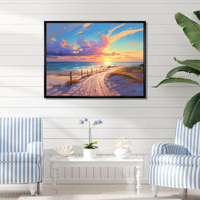 «Pathway To Pink Pastel Beach Sunset I», reproduction sur toile
