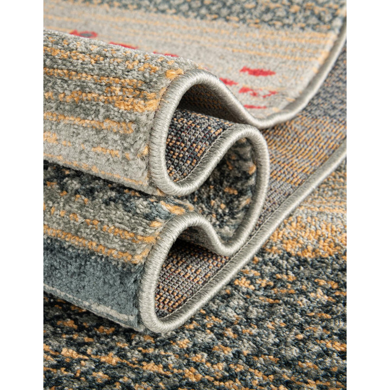 Abrigail Blue/Red/Beige Rug, Round 13'1"