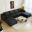Canapé modulaire de 139,4 po, canapé minimaliste en forme de U avec 2 repose-pieds, canapé-lit convertible à siège profond moderne, tissu en velours côtelé moelleux, aucun assemblage requis, 6 places-917475636