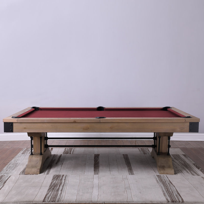 Manchester 8ft Weathered Natural Pine Slate Pool Table with Burgundy Felt
