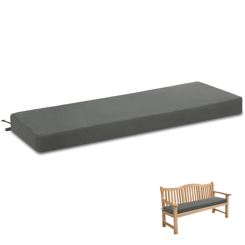 Outdoor Bench Cushion, Rainproof Patio Furniture Cushions for Porch Swing with Ties, Dark gray, 42"×16"