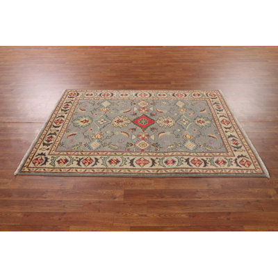 Handmade Gray Kazak Oriental Rug 4x6