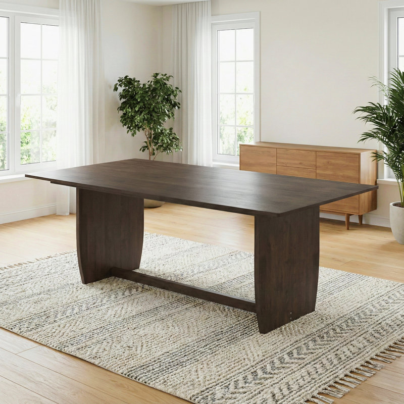 Dublin Solid Wood Dining Table with Trestle Base in Warm Walnut Finish