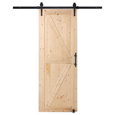 Barn Door and Hardware Kit, 84" Wood Sliding Barn Door, Smoothly and Quietly