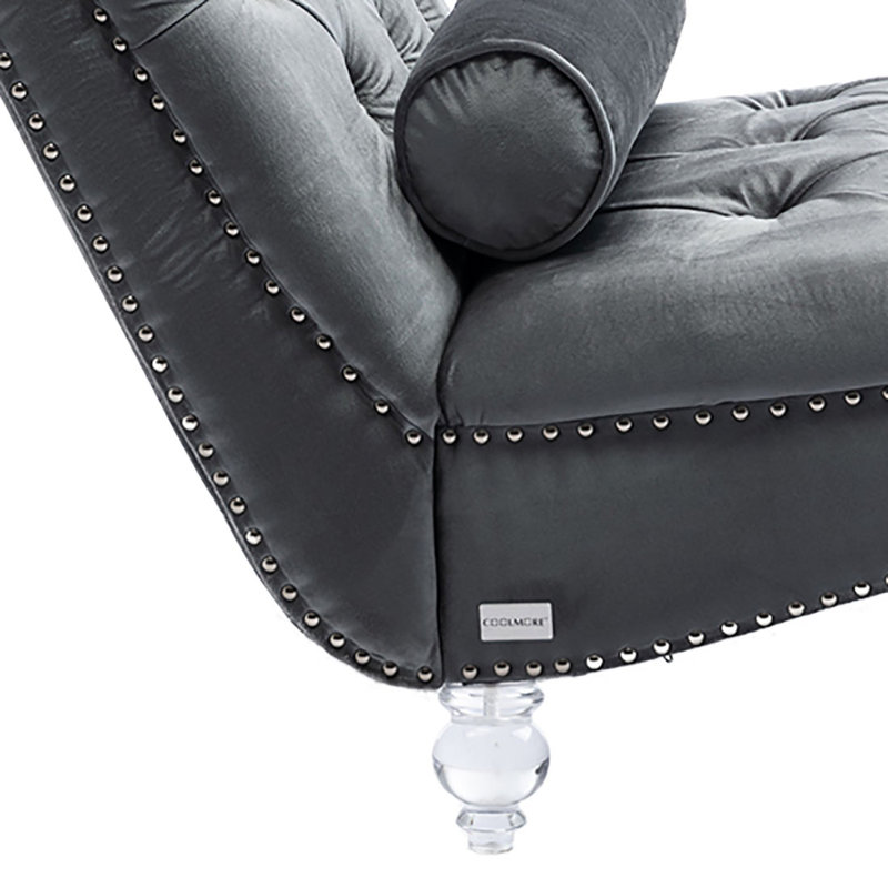 Chaise longue rembourrée en velours Jakolbi Elegant, Velvet argent
