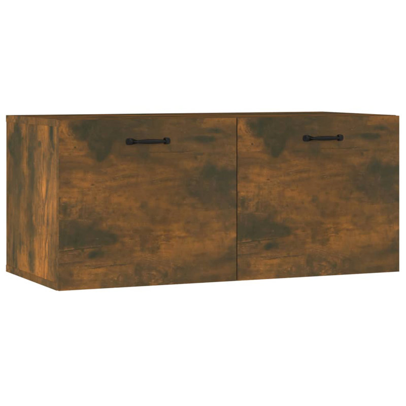 Latitude Run Wall Cabinet Engineered Wood, 36.5cm H x 80cm W x 35cm D, Smoked Oak