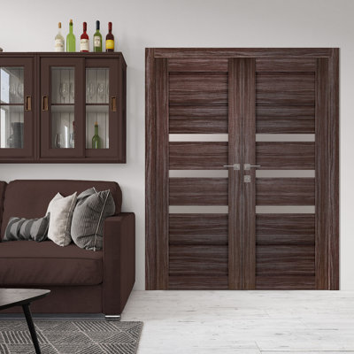 Porte française double pré-suspendue en verre givré Rita Active 3-Lite