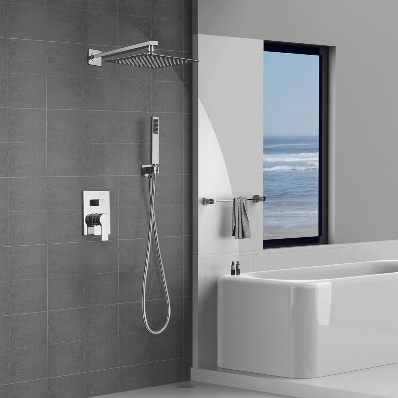Wall Mounted Complete Shower System with Anti-Scald Pressure Balance Valve, Chrome
