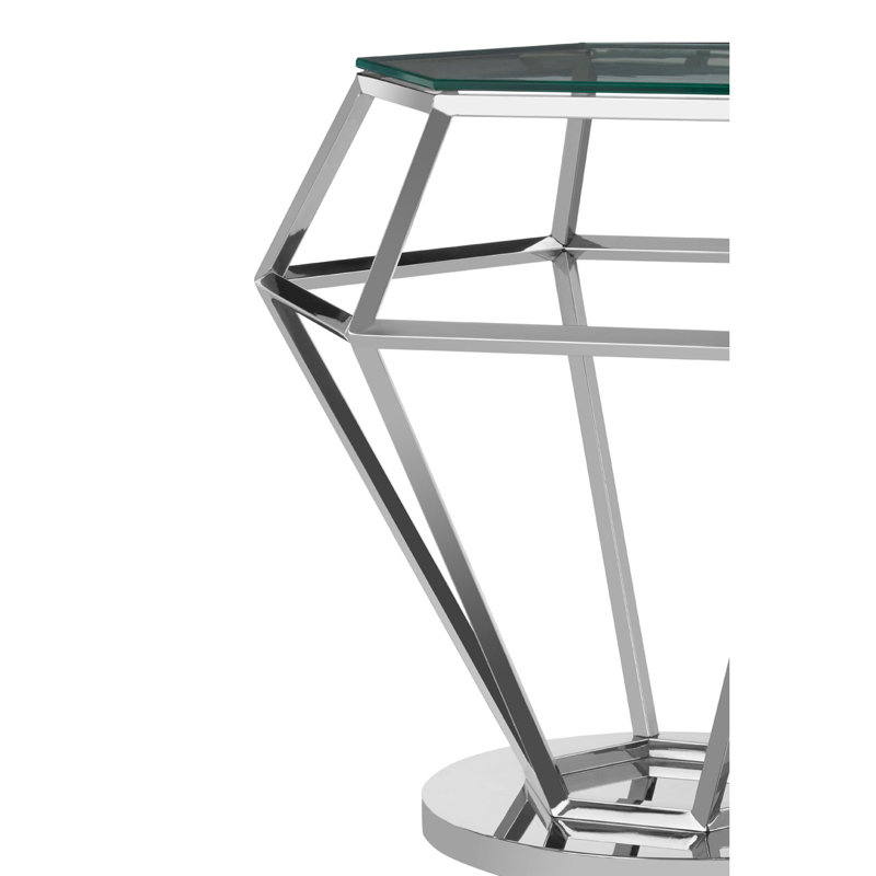 Redd Glass Top Frame End Table, Silver