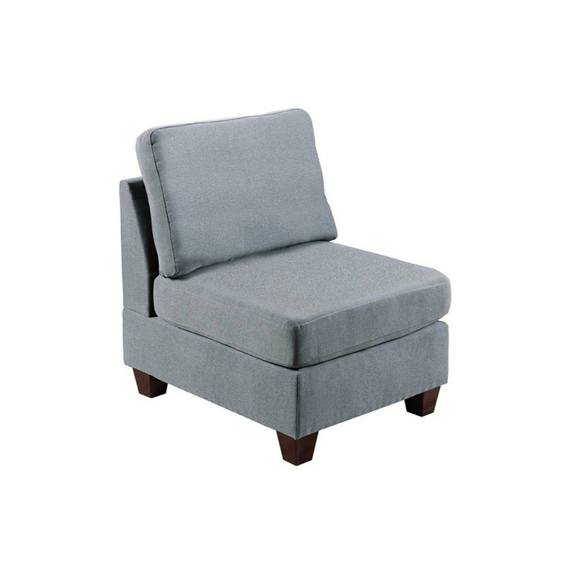 Living Room Armless Chair, Reading Chair, Grey Linen