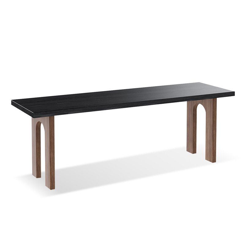 Black + Light walnut Rectangular Solid Wood  desk, 29.53" H x 86.61" W x 23.62" D