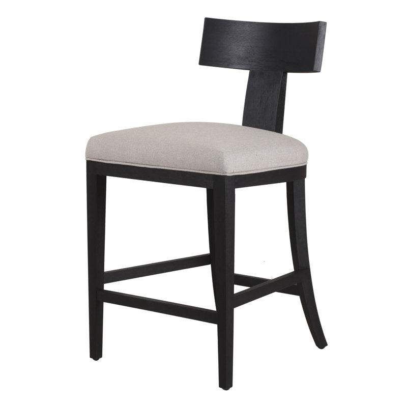 Atheena Upholstered Counter Stool with Solid Wood Frame, Black