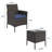 3-Piece Outdoor Patio Bistro Set,Brown Gradient Rattan Conversation Furniture,Creamy-White Cushions, Tempered Glass Table,For Garden,Backyard,Porch,Balcony–Brown Gradient Rattan+Creamy-White Cushion-504190130-504190131