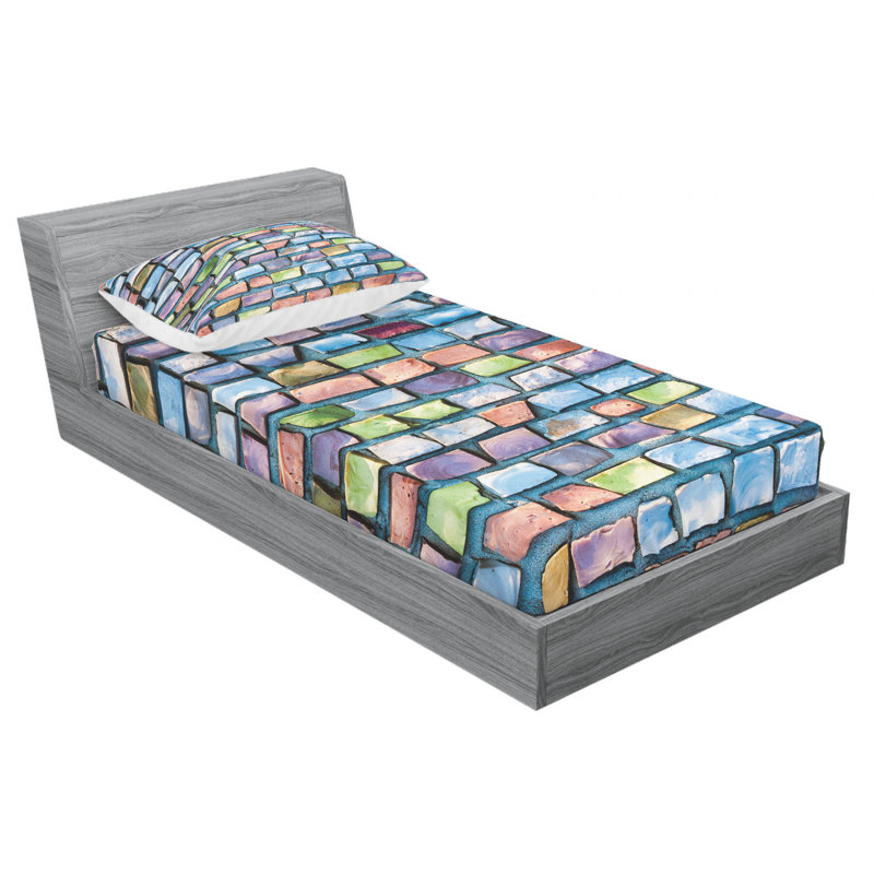 Microfiber Geometric Sheet Set, Twin Sheet Set with 1 Pillowcase