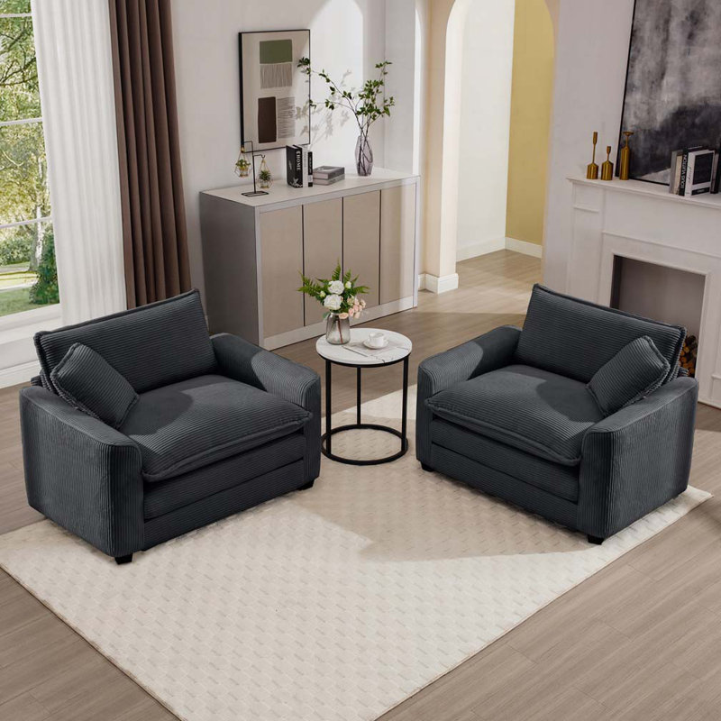 Fauteuil en velours côtelé 2 pièces, Gris