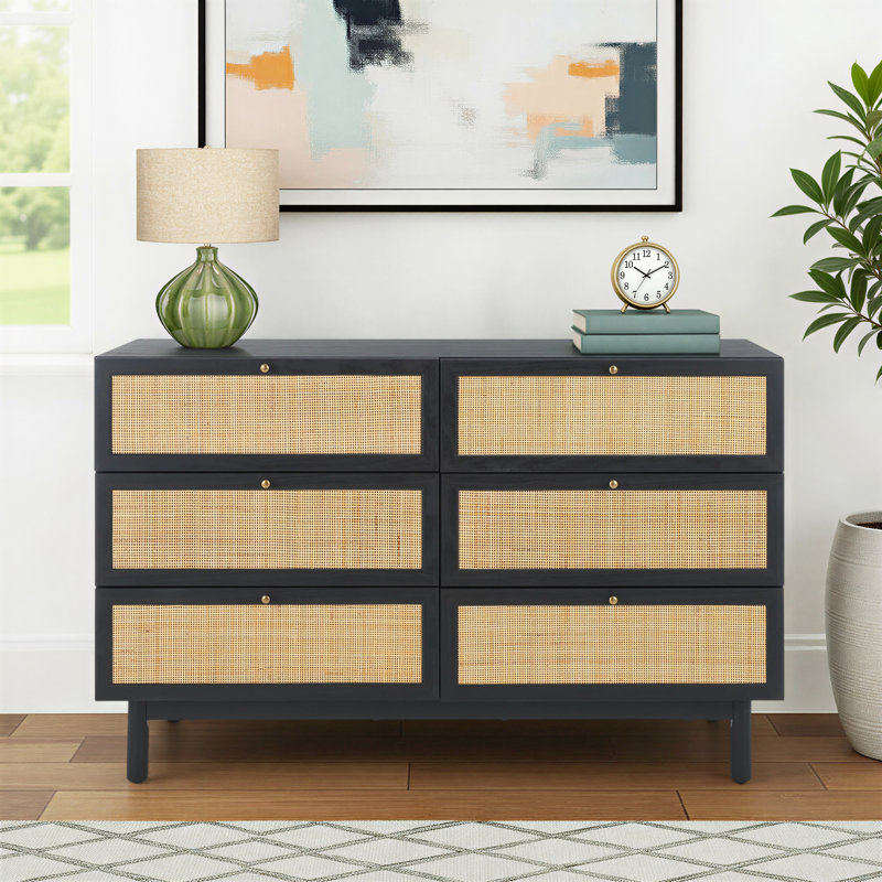 Commode double l 60,67 "à 6 tiroirs Andreq, Noir, noir, noir, noir