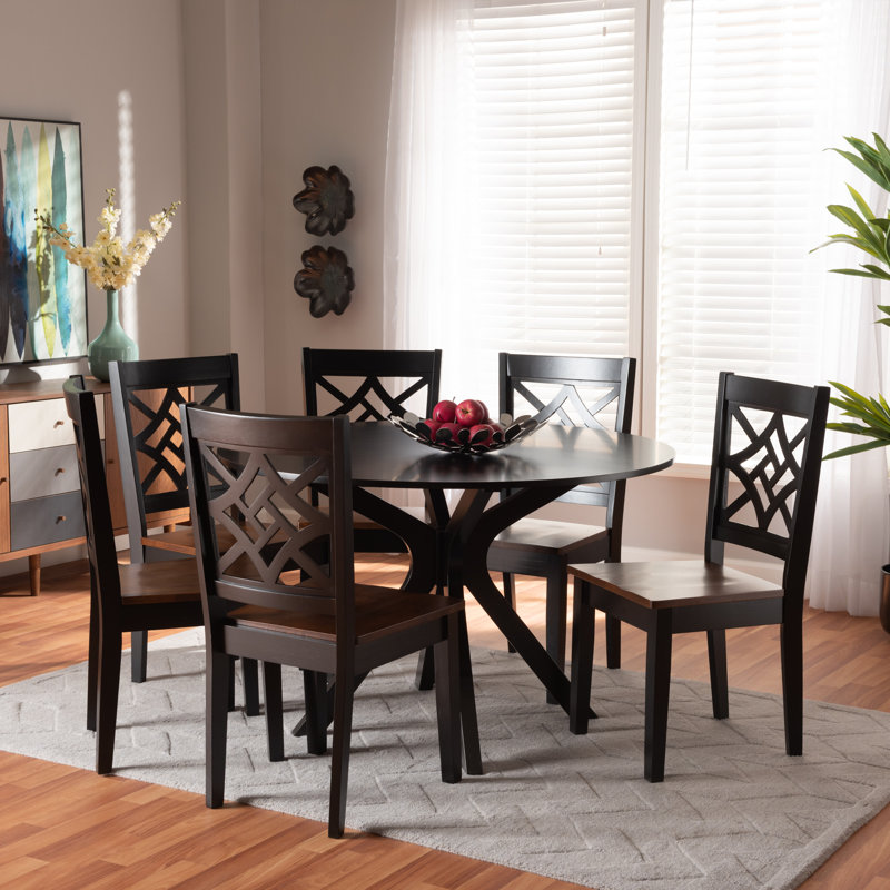 Ensemble repas pour 4 personnes Runyan, Brun foncé, Brun foncé / Noyer