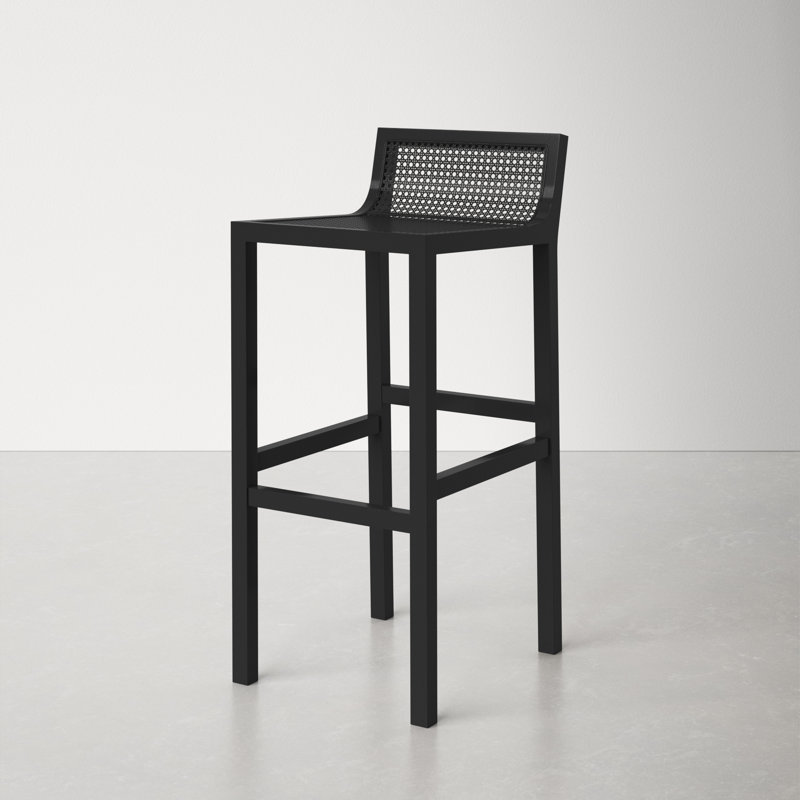 McCarthy Cane Bar & Counter Stool, Black / Black, Bar Stool(31.5” Seat Height)