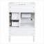 Meuble-lavabo moderne de 24 po avec lavabo en céramique, porte à fermeture douce, 3 tiroirs, poignées dorées et support de rangement-664287818
