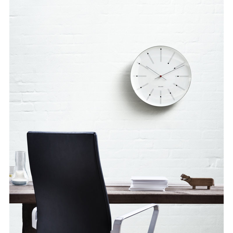 Bankers Metal Skeleton Wall Clock, White/Black/Red, Medium