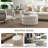 31.5" Round Ottoman, Large Velvet-Feel Upholstered Foot Stool with Button Tufted Design and Padded Seat for Living Room, Entryway, Beige-298947301