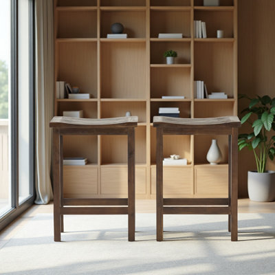 Tabouret de bar d'extérieur à hauteur de comptoir en bois d'acacia, ensemble de 2