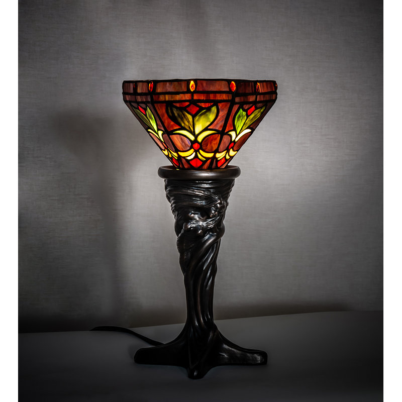 Craybrough Torchiere Table Lamp, Green/Ivory, 15" H x 7.5" W x 7.5" D