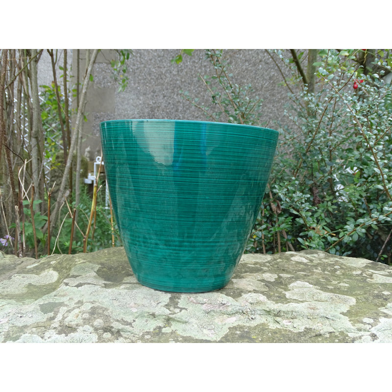 Vanburen Pot Planter, 26.5cm H x 30.5cm W x 30.5cm D, Forest Green Gloss