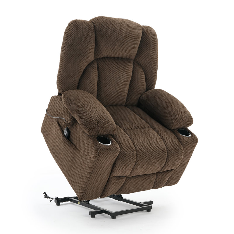 Fauteuil inclinable électrique avec porte-gobelet Levontae, Microfibre/microsuède brun