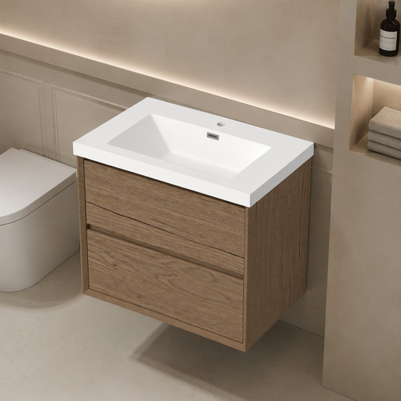 Lavabo de salle de bain 30 po en résine pour salle de bain, avec lavabo simple encastré rectangulaire, trou de robinet simple, comptoir de meuble-lavabo seulement